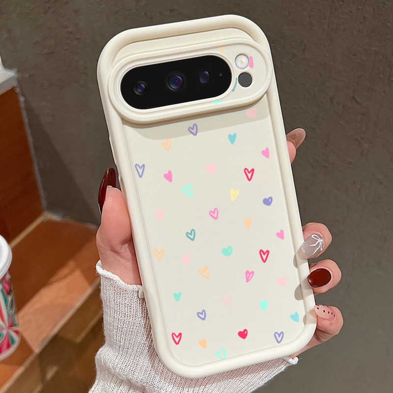 Google Pixel 9 - Kleurrijke Kleine Harten Zachte Case Voor