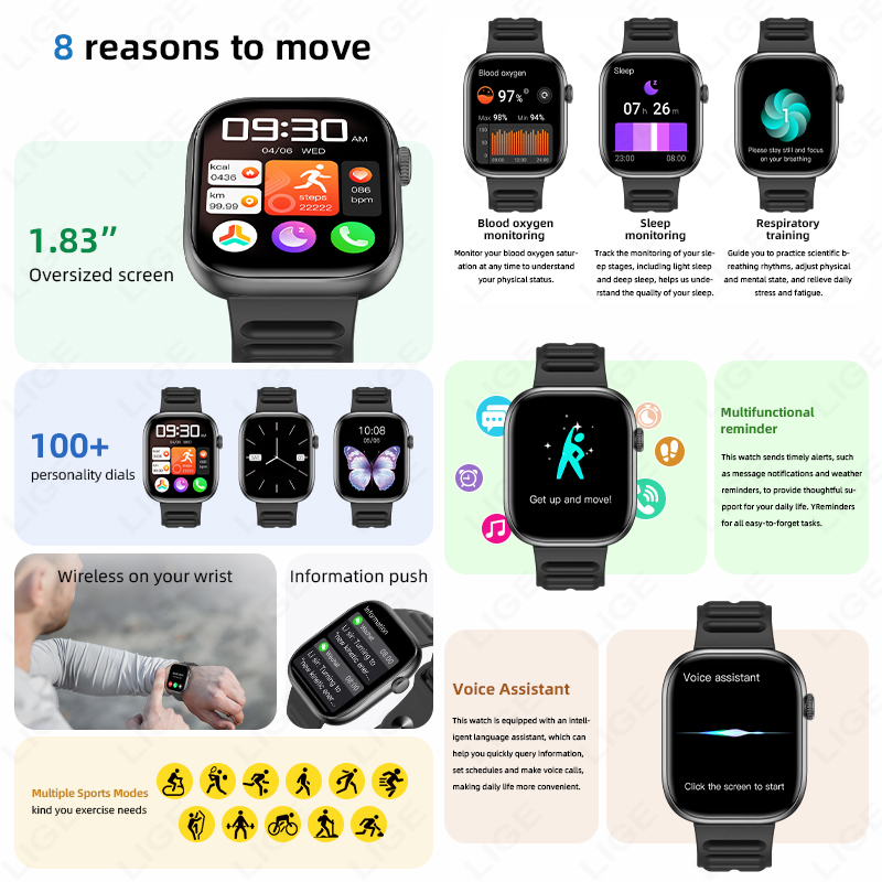 LIGE Smart Watch Man 1,83” HD- - Smartwatch Custom recensie en prijs